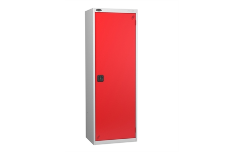 1 Door - Hi Capacity steel locker - FLAT TOP - Silver Grey Body / Red Door - H1780 x W610 x D460 mm - 2 Point Locking Key