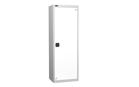 1 Door - Hi Capacity steel locker - FLAT TOP - Silver Grey Body / WHite Door - H1780 x W610 x D460 mm - 2 Point Locking Key