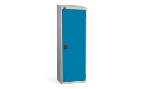 1 Door - Hi Capacity steel locker - SLOPING TOP - Silver Grey Body / Blue Door - H1930 x W610 x D460 mm - 2 Point Locking Key