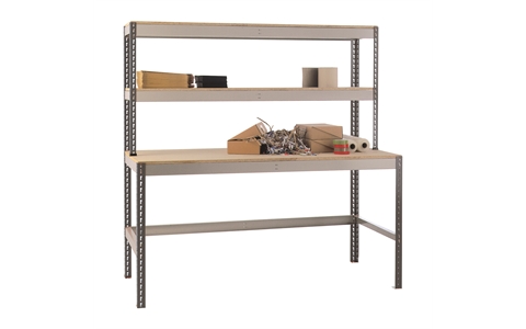 Stockrax Standard Workstation - H1980mm x W1800mm x D900mm - Chipboard Deck - Dark Grey