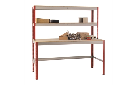 Stockrax Standard Workstation - H1980mm x W1800mm x D900mm - Chipboard Deck - Red