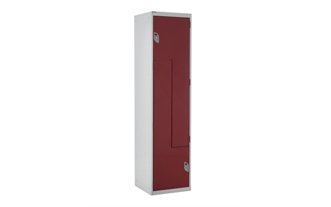 Z Door Double Compartment Locker - Steel Doors Red  - H1800mm x W300mm x D450 mm - CAM Lockmm