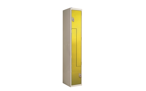 Z Door Double Compartment Locker - Steel Doors Yellow  - H1800mm x W300mm x D450 mm - CAM Lockmm