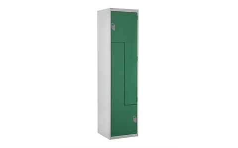 Z Door Double Compartment Locker - Steel Doors Green - H1800mm x W450mm x D450 mm - CAM Lockmm