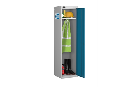 Small PPE Cabinet - Silver Grey Body/Blue Doors - H890mm x W460mm x D460mm