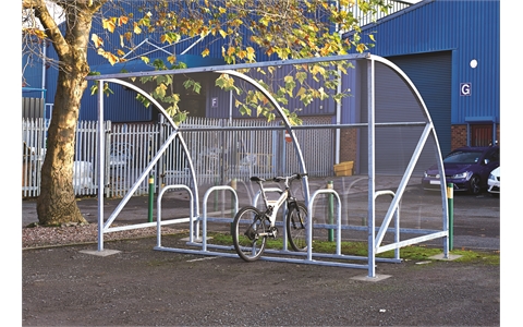 Dudley Cycle Shelter - H2230mm x W2000mm x D2150mm - Powder Coated Dark Blue - with Perspex end panels