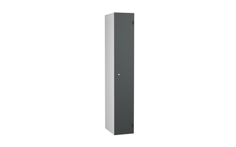 1 Door - Overlay Solid Grade Laminate locker - FLAT TOP - Silver Grey Body / Dark Grey Doors - H1780 x W305 x D390 mm - CAM Lock