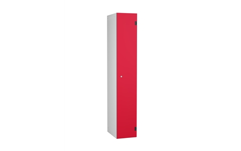 1 Door - Overlay Solid Grade Laminate locker - FLAT TOP - Silver Grey Body / Red Dynasty Doors - H1780 x W305 x D390 mm - CAM Lock