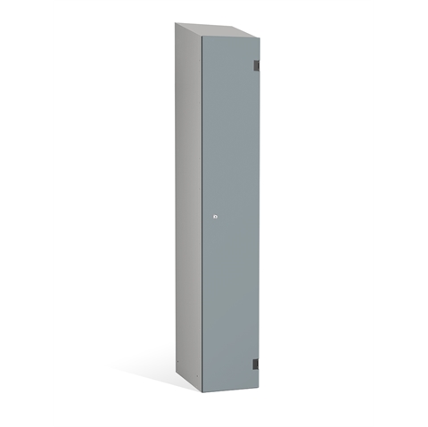 1 Door - Overlay Solid Grade Laminate door locker - SLOPINGTOP - Silver Grey Body / Dust Doors - H1930 x W305 x D390 mm - CAM Lock