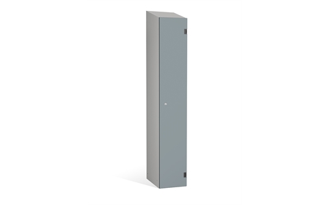1 Door - Overlay Solid Grade Laminate door locker - SLOPINGTOP - Silver Grey Body / Dust Doors - H1930 x W305 x D470 mm - CAM Lock