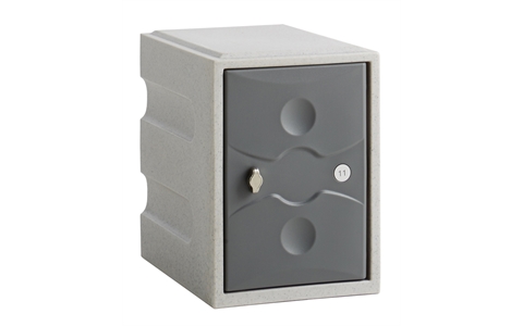 1 Door - MINI Plastic Locker - Light Grey Body / Grey Doors  - H450 x W325 x D450mm - CAM Lock