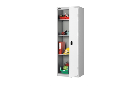 Slim Standard cupboard - C/W 3 No. shelves - Silver Grey Body/White Doors - H1780mm x W610mm x D460mm