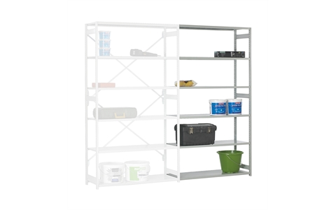 Stormor Open Bay Shelving -  Extension Bay - H1850mm x W1250mm x D300mm Open Back and Sides c/w 6 Shelf Levels