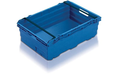Solid Maxinest Stack & Nest Containers with Swing Bar - 35 litre - Blue - H199mm x W400mm x D600mm