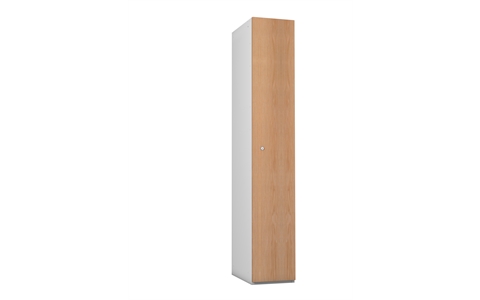 1 Door - MDF Wood effect Laminate Door locker - FLAT TOP - Silver Grey Body / OAK Effect Doors - H1780 x W305 x D315 mm - CAM Lock