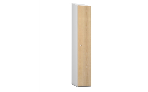1 Door - MDF Wood effect Laminate Door locker - SLOPING TOP - Silver Grey Body / ASH Effect Doors - H1930 x W305 x D315 mm - CAM Lock