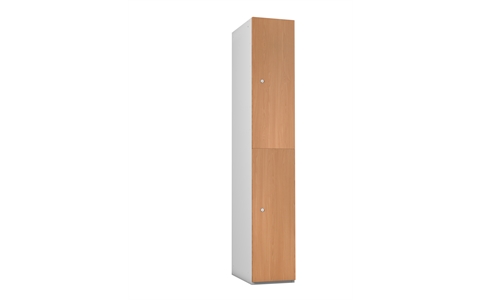 2 Door - MDF Wood effect Laminate Door locker - FLAT TOP - Silver Grey Body / BEECH Effect Doors - H1780 x W305 x D315 mm - CAM Lock