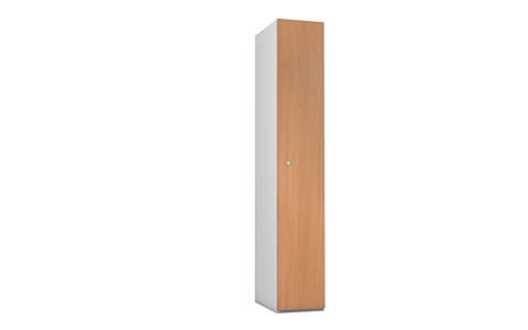 1 Door - MDF Wood effect Laminate Door locker - FLAT TOP - Silver Grey Body / BEECH Effect Doors - H1780 x W305 xD470 mm - CAM Lock