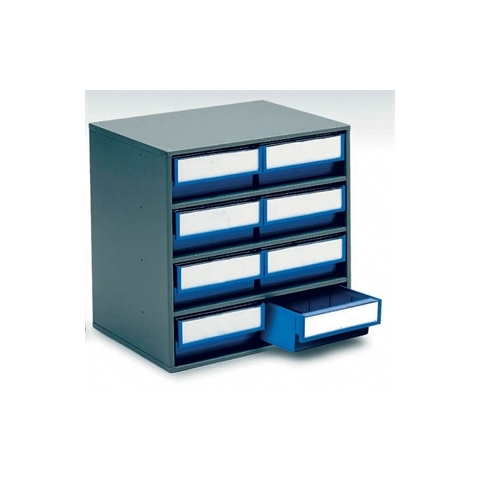 8 Bins 300mm Storage Bin Cabinet - Green Bins - Overall Size  H395mm x W400mm x D300mm