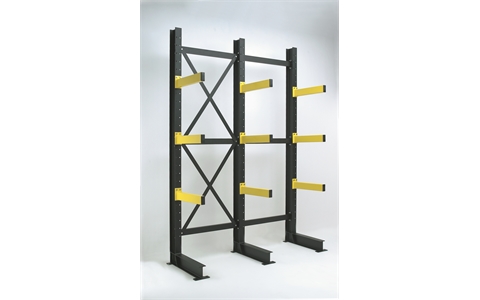 Medium Duty Single Sided Cantilever Racking Extension Bay - H4500 x W1200mm -Overall Load (Incl. Base) 4000kg - 900mm Arm Length - 500kg Arm Load