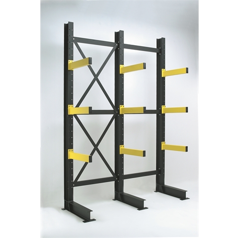 Medium Duty Single Sided Cantilever Racking Starter Bay - H4500 x W1200mm Overall Load (Incl. Base) 4000kg - 900mm Arm Length - 500kg Arm Load