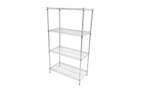 Anti-Bacterial Wire Shelving Bay - 4 shelf bay - Overall Size  H1625mm x W760mm x D355mm