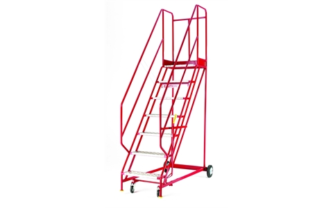 8 Tread - Heavy Duty - Mobile Warehouse Safety Steps - Aluminium Tread - Overall Size  H2960mm x W850mm x D1760mm