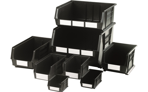 Size 7 Linbins - H180mm x W210mm x D375mm - Pack of 10 - Black Recycled Storage Bins