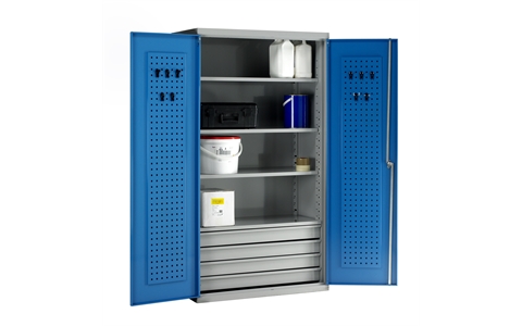 Tool Cabinet - H1800mm x W1000mm x D500mm - 3 x Adjustable Shelves - 4 x 95mm Deep Drawer