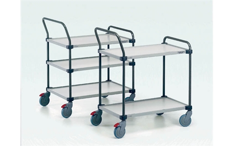 2 x Shelf Trolley - Laminated board / Grey steel - Overall Size  H1015mm x W1100mm x D635mm