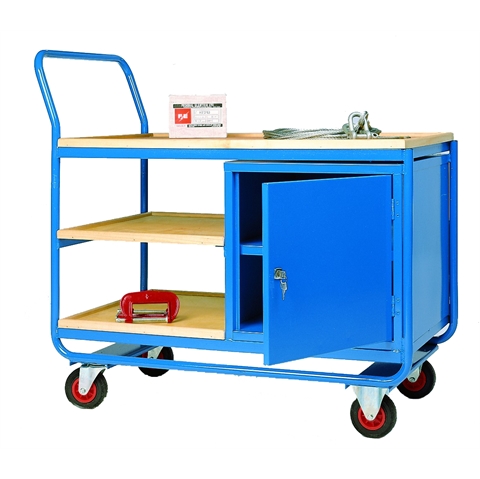 Table Trolley - 3 Tier & Cupboard - H1045 x L1160 x W620 - Shelf Height: 285 - 545 And 805mm