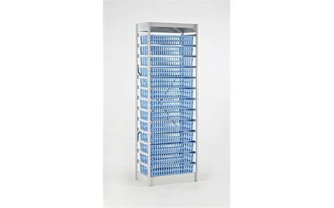 HTM71 Healthcare Storage Module H1850mm x W600mm x D400mm c/w 13 off H100mm x W600mm x D400mm Light Blue Baskets