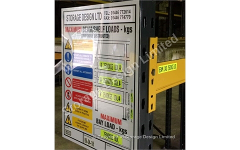 Pallet racking Load data and Beam Load Labels