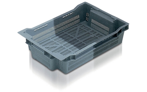 Stack & Nest Container - Ventilated - 180 Degree - 18 litre - Grey - H117mm x W400mm x D600mm
