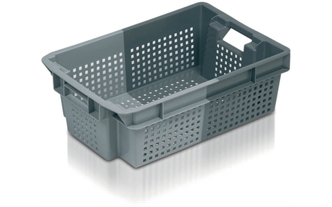 Stack & Nest Container - Ventilated - 180 Degree - 32 litre - Grey - H117mm x W400mm x D600mm