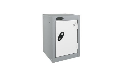 1 Door - Quarto locker - Silver Grey Body / White Doors - H480 x W305 x D305 mm - CAM Lock