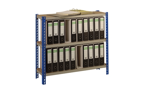 Lever Arch File Holders - H915mm x W1000mm x D300mm Bay - c/w 20 A4- Light Grey Beams - Blue Frames