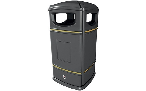 Heritage Square Hooded Litter Bin Black - 110 Litre - Overall Size  H1118mm x W579mm x D579mm