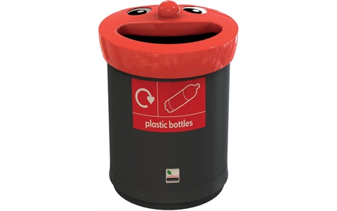 Novelty Smiley Face Recycling Bin - 52 Litre - Plastic Bottles -  H608mm x W425mm x D425mm