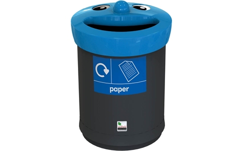 Novelty Smiley Face Recycling Bin - 52 Litre - Paper -  H608mm x W425mm x D425mm