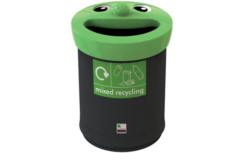 Novelty Smiley Face Recycling Bin - 52 Litre - Mixed Recycling -  H608mm x W425mm x D425mm