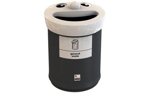 Novelty Smiley Face Recycling Bin - 52 Litre - General Waste -  H608mm x W425mm x D425mm