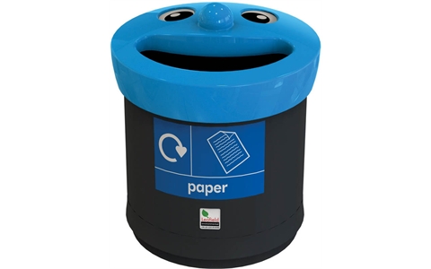 Novelty Smiley Face Recycling Bin - 41 Litre - Paper -  H507mm x W425mm x D425mm