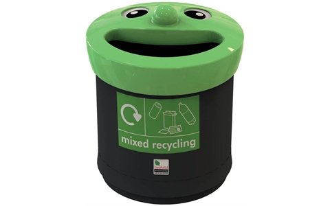 Novelty Smiley Face Recycling Bin - 41 Litre - Mixed Recycling -  H507mm x W425mm x D425mm