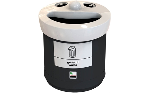 Novelty Smiley Face Recycling Bin - 41 Litre - General Waste -  H507mm x W425mm x D425mm