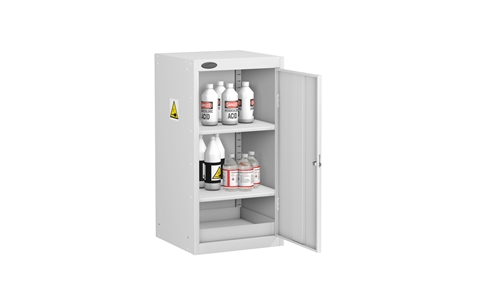 Small Acid & Alkaline Cabinet - White Body/White Doors - H890mm x W460mm x D460mm
