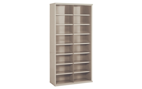 Steel Bin Shelving with 16 Bins - H1820mm x W842mm x D355mm - Grey - Bin Size W445mm x H220mm