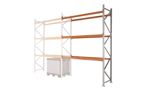 Apex Pallet Racking - Extension Bay - 4 Beam levels - 10 pallet spaces - H6000mm x D1100mm x W2300mm - Bay capacity of 8000kg with 2000kg UDL per pair (beams)