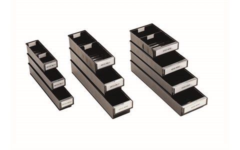 ESD Small Parts Storage Trays - H82mm x W92mm x D500mm - Black - Pack of 30