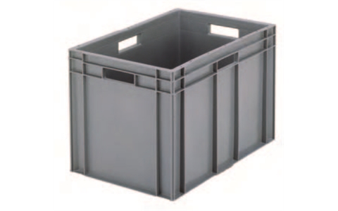 Euro Stacking Container without Lid - 87 litre Solid - Grey - Overall Size H235mm x W600mm x D800mm
